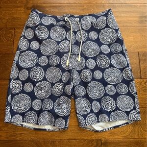 Johnnie-O Swim Trunks Size Large Seaside Mesh Lined Drawstring Navy/White